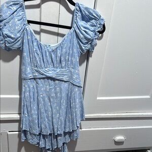 Blue Floral Women's Romper Dress